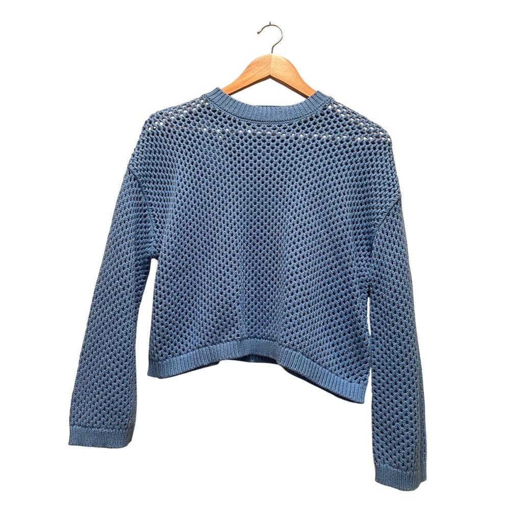Sincerely‎ Jules Eyelet Cropped Blue Sweater Top XS Cotton
